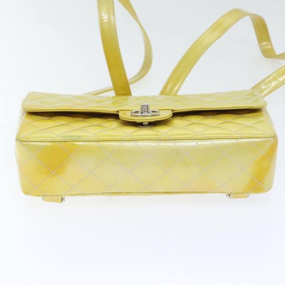 CHANEL Matelasse Backpack Patent Leather Yellow Silver CC - Picture 5 of 16